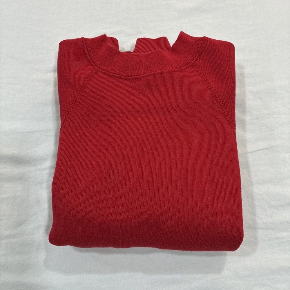 Vintage Tultex Sweater Youth‎ Small Red Made in USA Raglan Sweatshirt Blank 90s - Picture 10 of 11